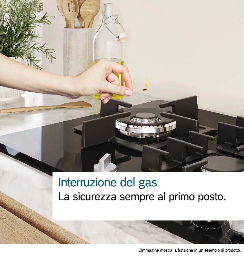 Bosch PGP6B6K80 Serie 4 Piano cottura a gas, 59 cm, 4 fuochi, Nero