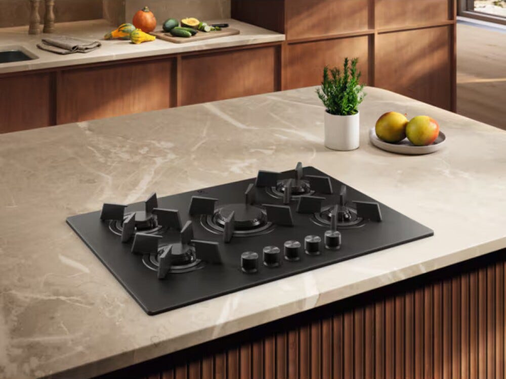 Electrolux KGG753723L Serie 700 Gas on Glass Piano cottura a Gas, 74 cm, 5 Fuochi, Vetro temperato nero, StepPower