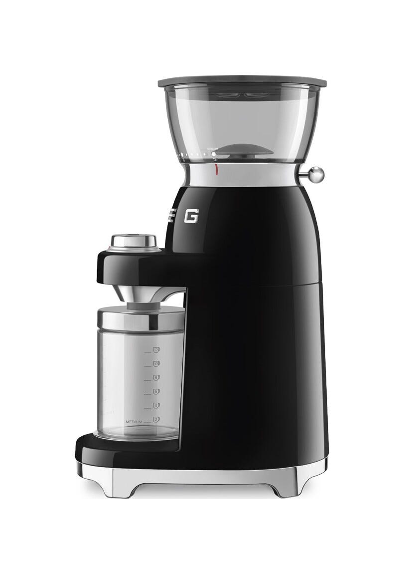 Smeg Selection CGF03BLEU 50's Style Macinacaffè, contenitore chicchi 240 g, nero lucido