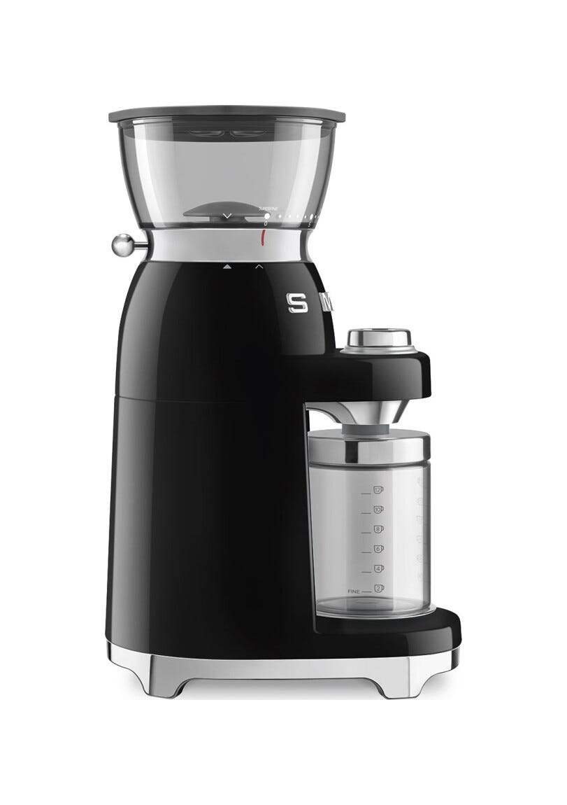 Smeg Selection CGF03BLEU 50's Style Macinacaffè, contenitore chicchi 240 g, nero lucido