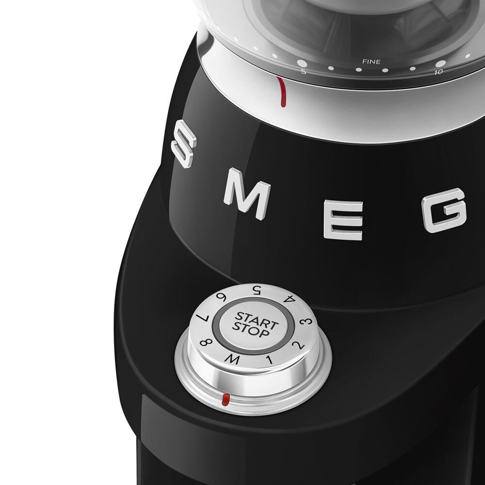 Smeg Selection CGF03BLEU 50's Style Macinacaffè, contenitore chicchi 240 g, nero lucido