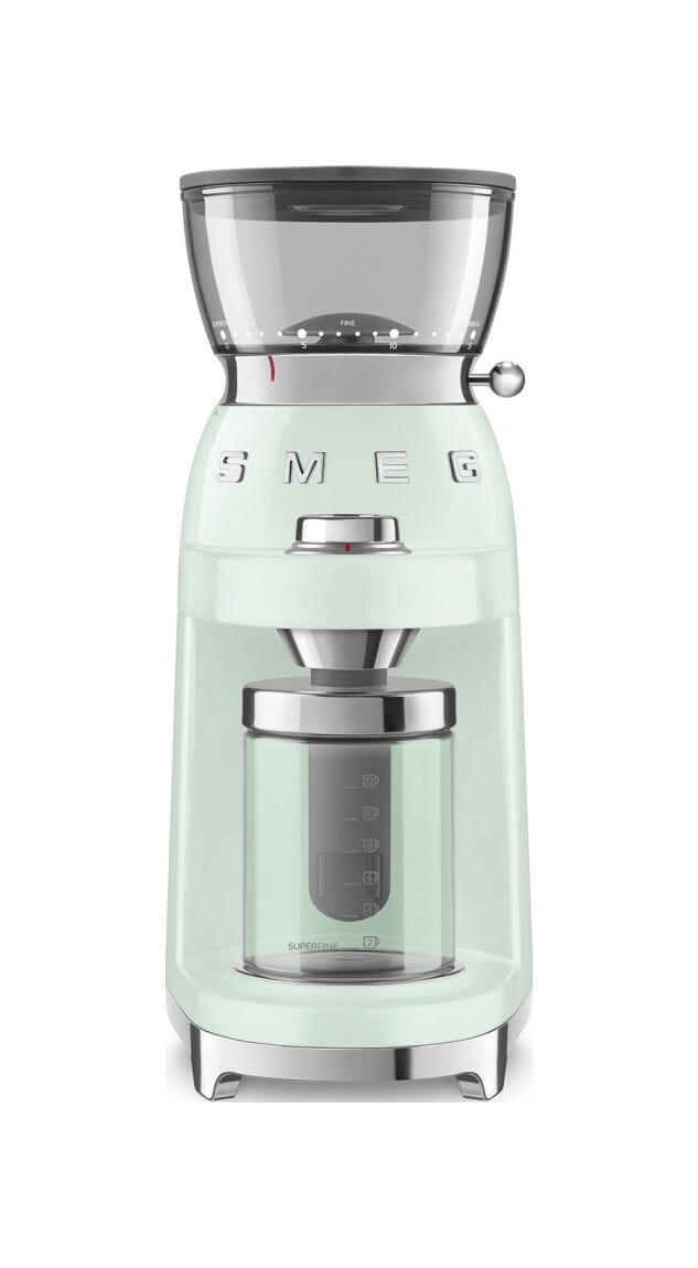 Smeg Selection CGF03PGEU 50's Style Macinacaffè, contenitore chicchi 240 g, verde pastello lucido