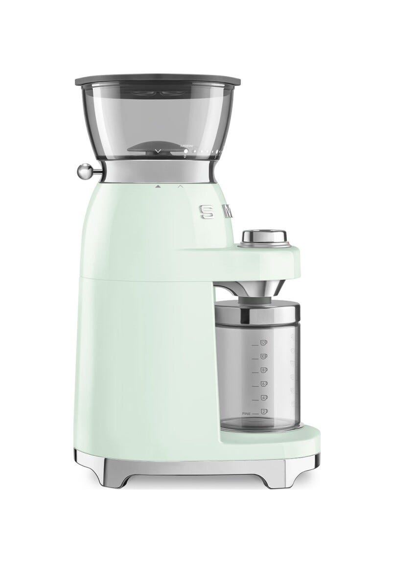 Smeg Selection CGF03PGEU 50's Style Macinacaffè, contenitore chicchi 240 g, verde pastello lucido