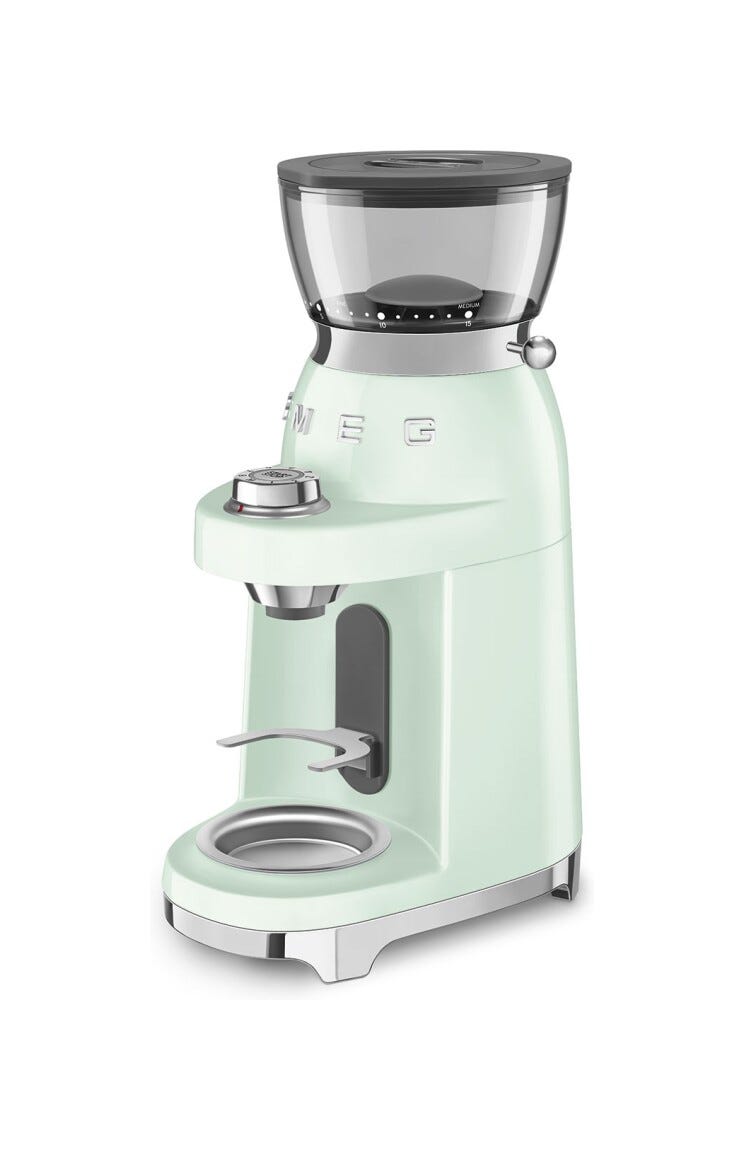 Smeg Selection CGF03PGEU 50's Style Macinacaffè, contenitore chicchi 240 g, verde pastello lucido
