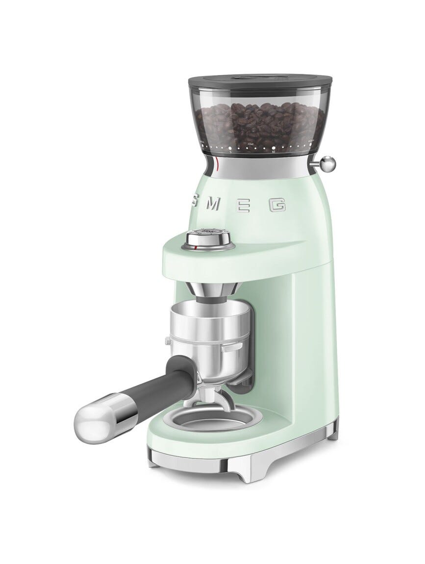 Smeg Selection CGF03PGEU 50's Style Macinacaffè, contenitore chicchi 240 g, verde pastello lucido