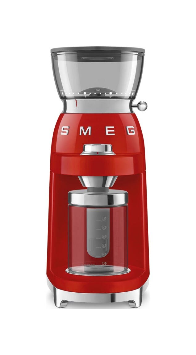 Smeg Selection CGF03RDEU 50's Style Macinacaffè, contenitore chicci 240 g, rosso lucido