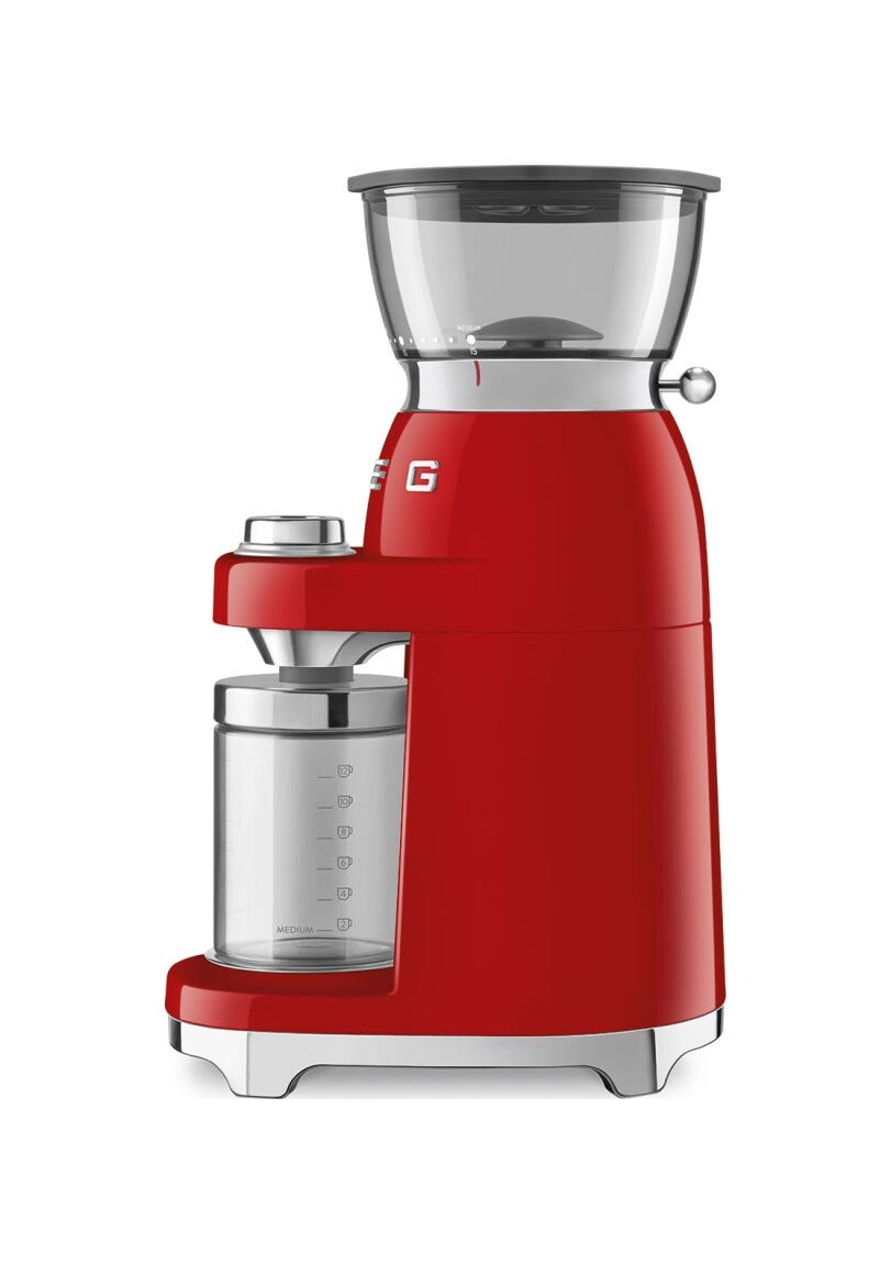 Smeg Selection CGF03RDEU 50's Style Macinacaffè, contenitore chicci 240 g, rosso lucido