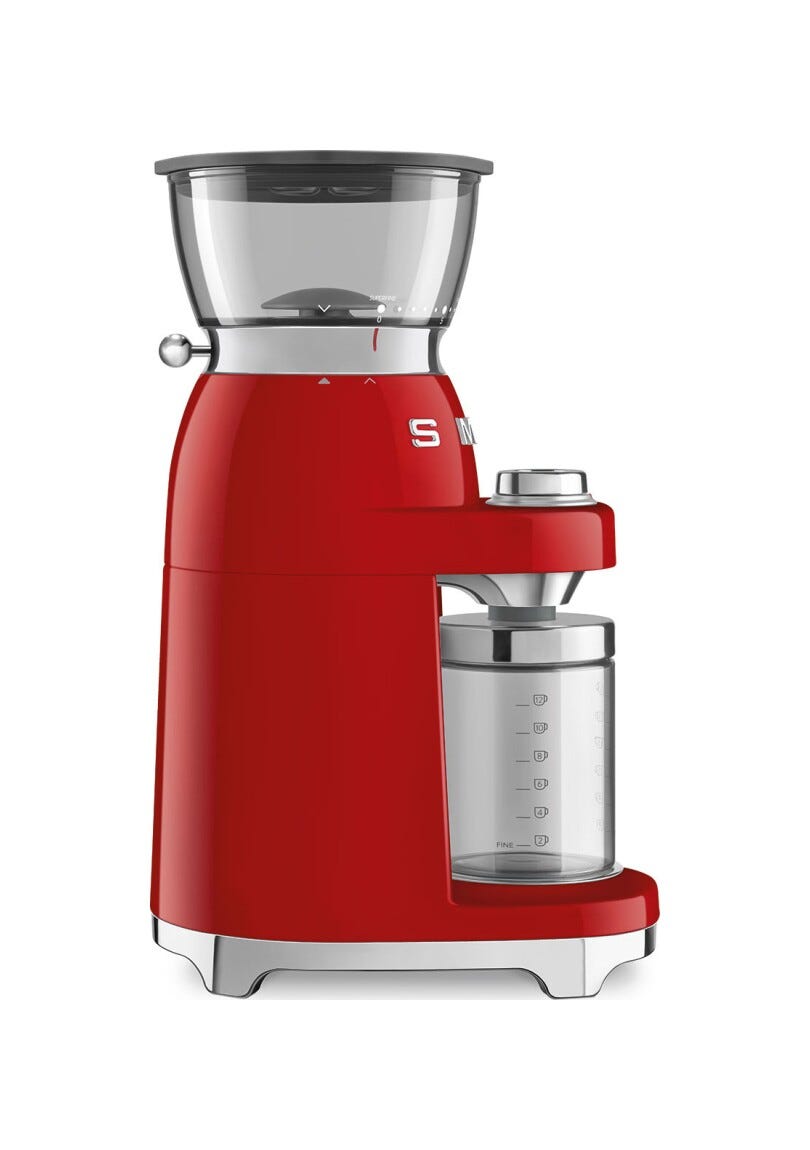 Smeg Selection CGF03RDEU 50's Style Macinacaffè, contenitore chicci 240 g, rosso lucido