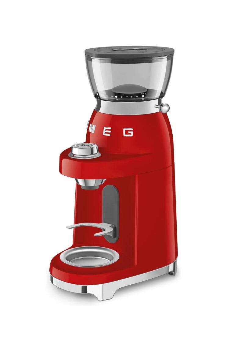 Smeg Selection CGF03RDEU 50's Style Macinacaffè, contenitore chicci 240 g, rosso lucido
