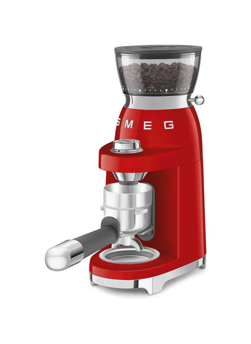 Smeg Selection CGF03RDEU 50's Style Macinacaffè, contenitore chicci 240 g, rosso lucido