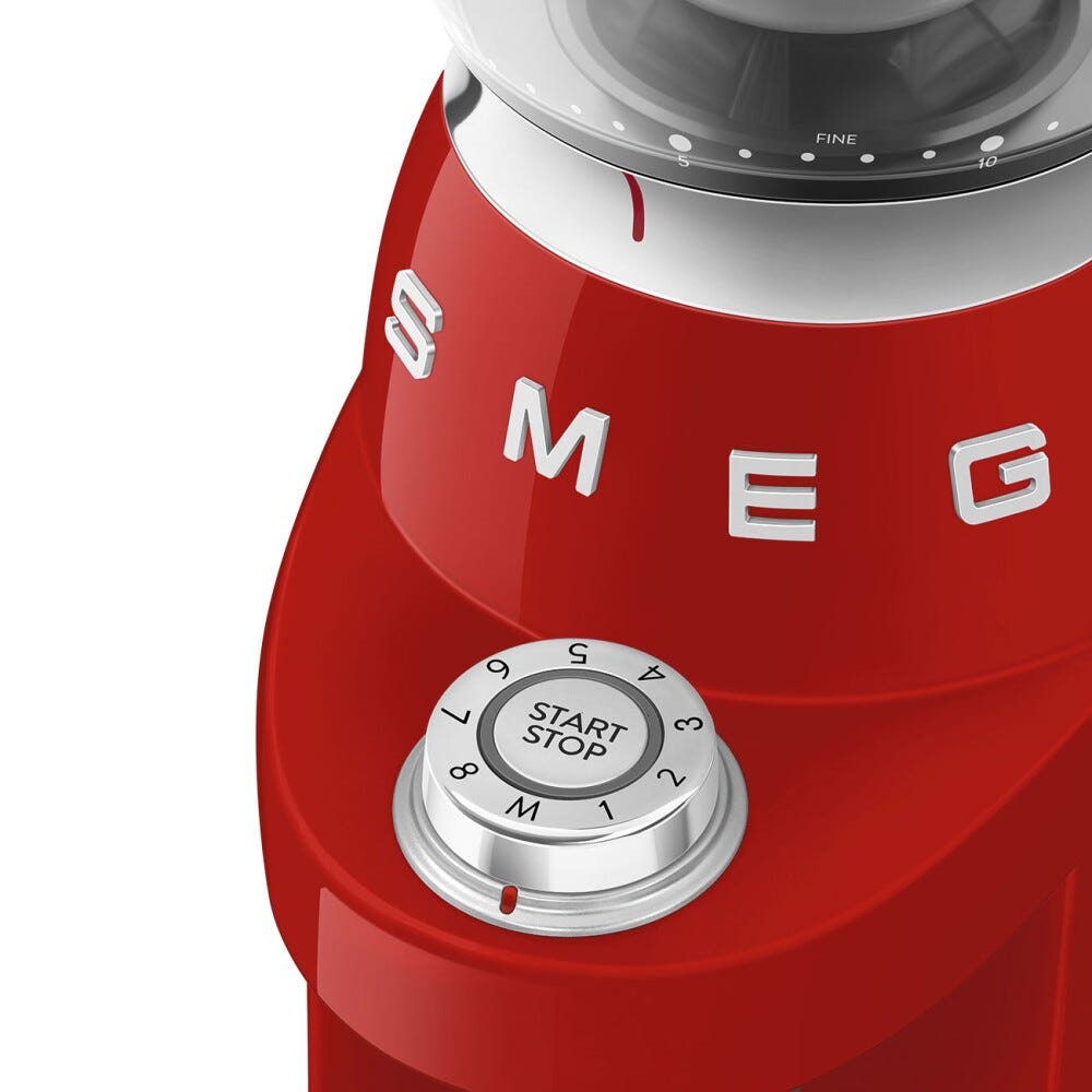 Smeg Selection CGF03RDEU 50's Style Macinacaffè, contenitore chicci 240 g, rosso lucido