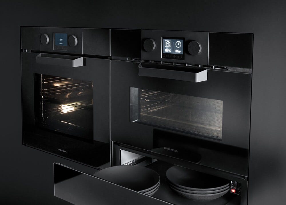 Barazza 1FEVGMC Icon Glass Forno microonde combinato da incasso, h. 46 cm, 40 L, 20 programmi automatici, nero