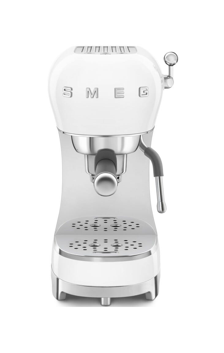 Smeg Selection ECF02WHEU 50's Style Macchina da caffè espresso manuale, bianco lucido