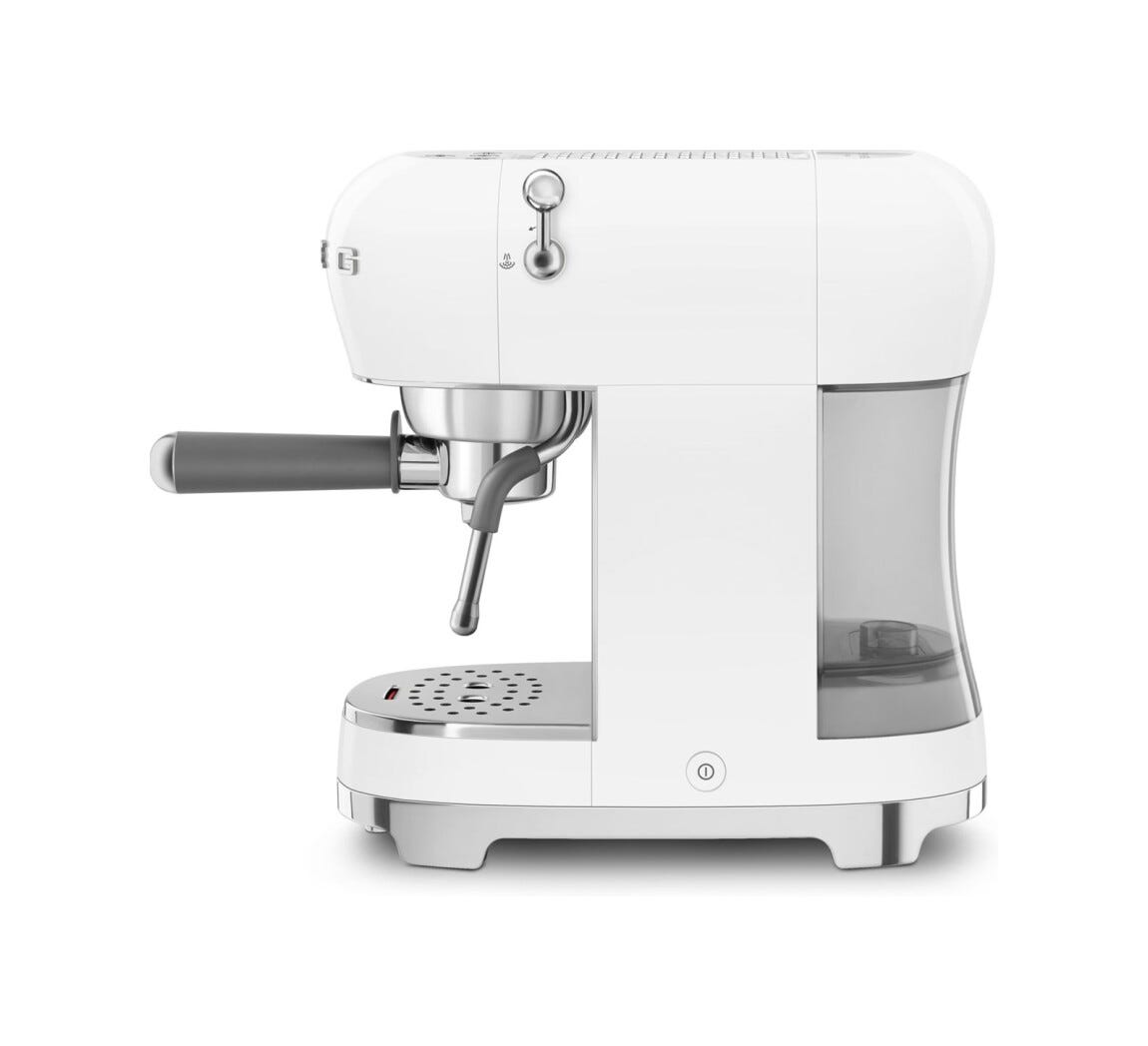 Smeg Selection ECF02WHEU 50's Style Macchina da caffè espresso manuale, bianco lucido