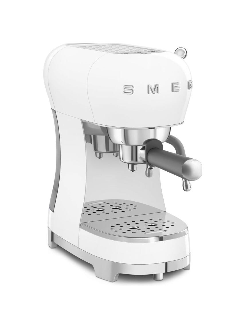 Smeg Selection ECF02WHEU 50's Style Macchina da caffè espresso manuale, bianco lucido