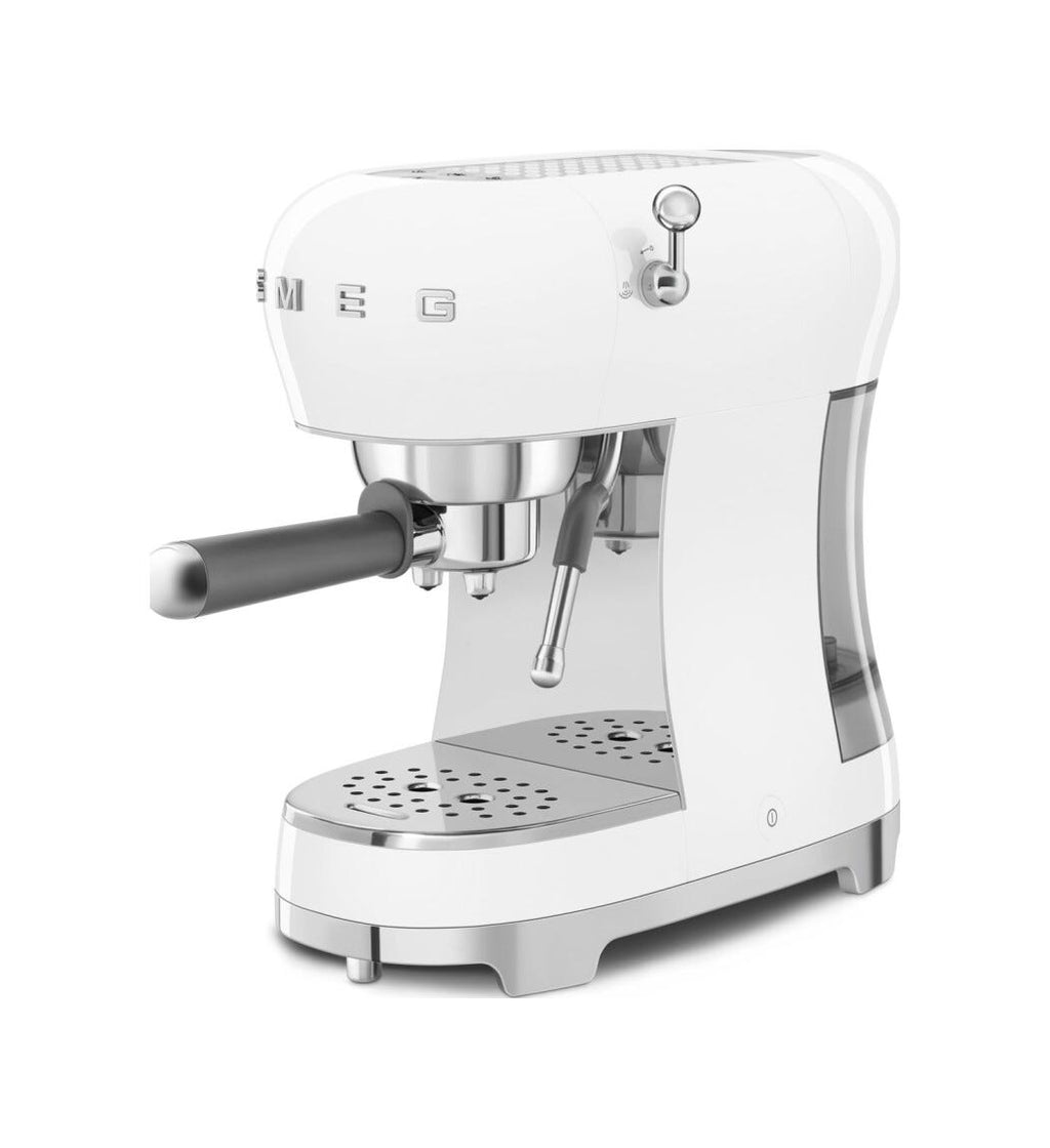 Smeg Selection ECF02WHEU 50's Style Macchina da caffè espresso manuale, bianco lucido