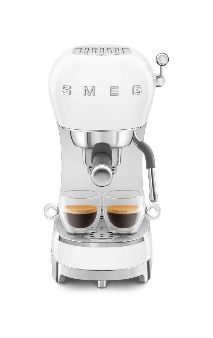 Smeg Selection ECF02WHEU 50's Style Macchina da caffè espresso manuale, bianco lucido