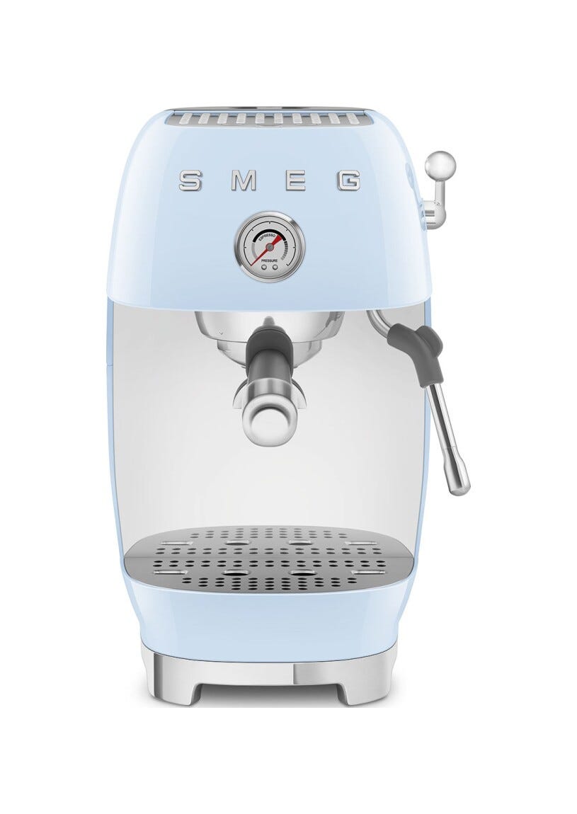 Smeg Selection ECF03PBEU 50's Style Macchina da caffè espresso manuale, con funzione Cold Brew, azzurro lucido