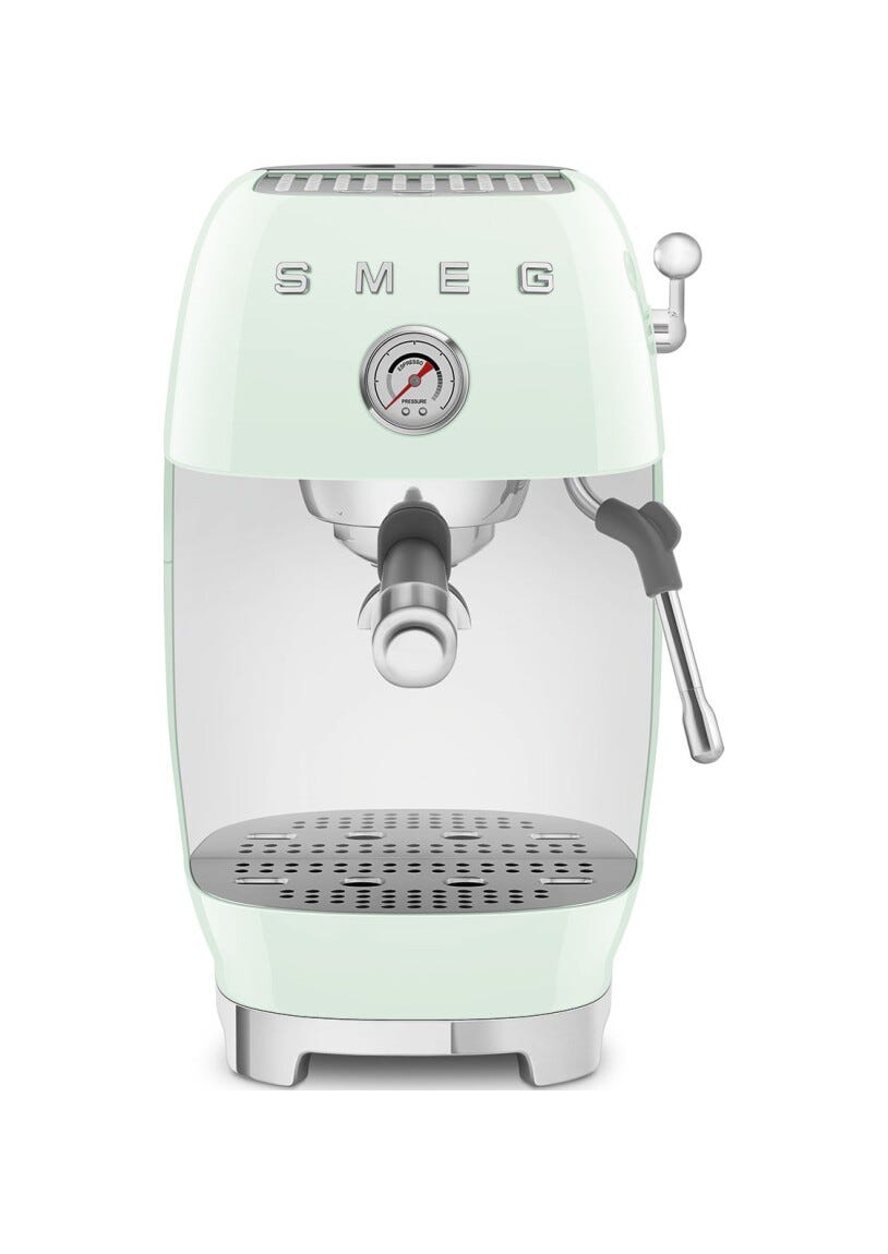Smeg Selection ECF03PGEU 50's Style Macchina da caffè espresso manuale, con funzione Cold Brew, verde pastello lucido