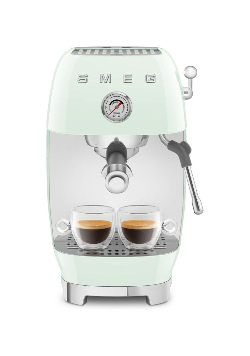 Smeg Selection ECF03PGEU 50's Style Macchina da caffè espresso manuale, con funzione Cold Brew, verde pastello lucido