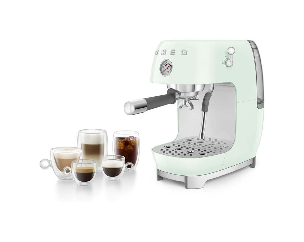 Smeg Selection ECF03PGEU 50's Style Macchina da caffè espresso manuale, con funzione Cold Brew, verde pastello lucido