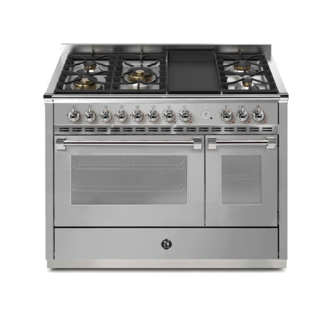 Steel Ascot 120 Pulse AP12FF Cucina da accosto 120 cm, doppio forno elettrico multifunzione, 5 bruciatori in ottone, inox