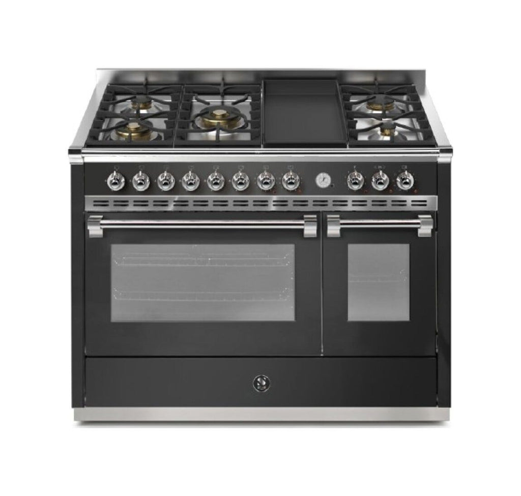 Steel Ascot 120 Pulse AP12FF Cucina da accosto 120 cm, doppio forno elettrico multifunzione, 5 bruciatori in ottone, inox