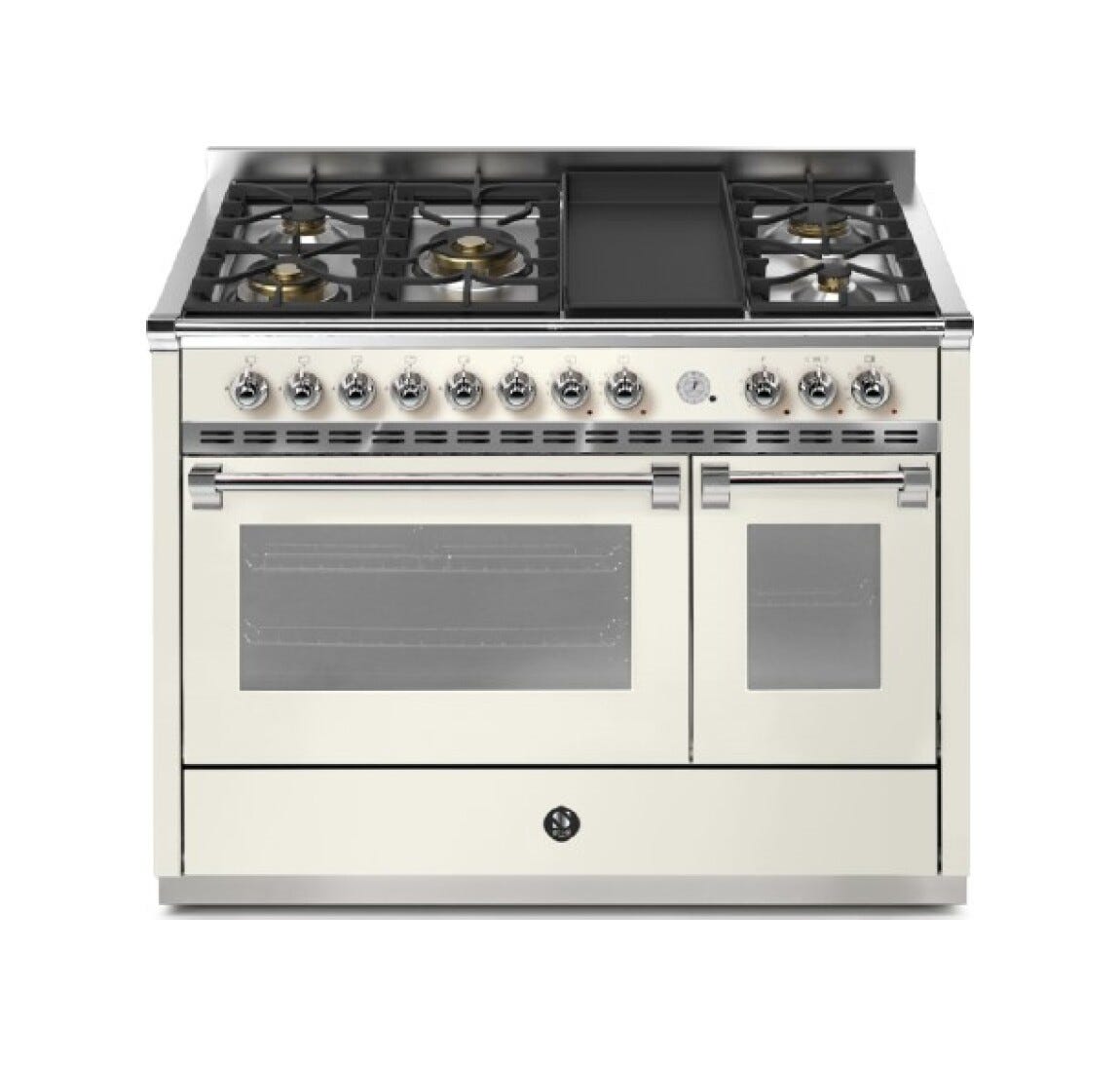 Steel Ascot 120 Pulse AP12FF Cucina da accosto 120 cm, doppio forno elettrico multifunzione, 5 bruciatori in ottone, inox