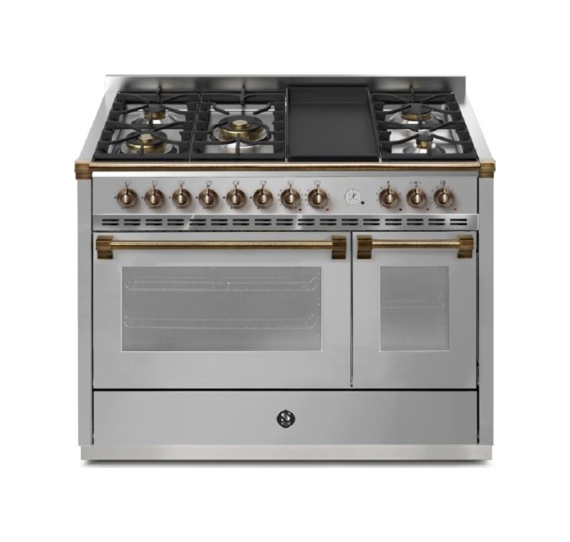 Steel Ascot 120 Pulse AP12FF Cucina da accosto 120 cm, doppio forno elettrico multifunzione, 5 bruciatori in ottone, inox