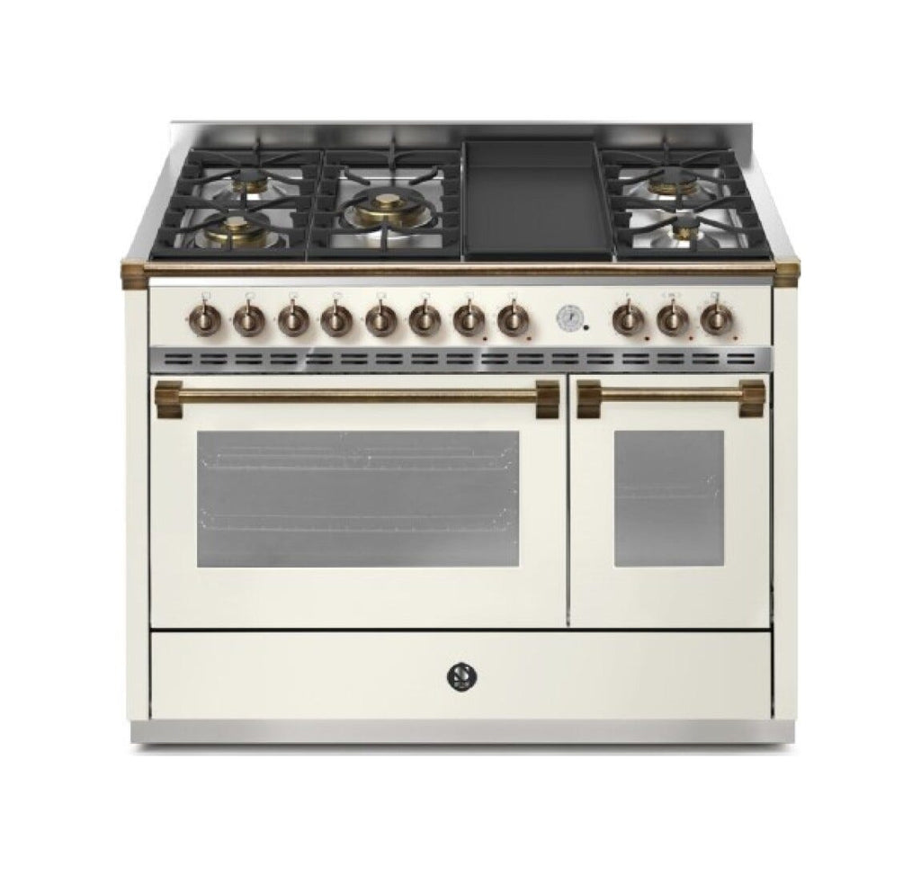 Steel Ascot 120 Pulse AP12FF Cucina da accosto 120 cm, doppio forno elettrico multifunzione, 5 bruciatori in ottone, inox