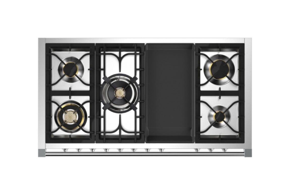 Steel Ascot 120 Pulse AP12FF Cucina da accosto 120 cm, doppio forno elettrico multifunzione, 5 bruciatori in ottone, inox
