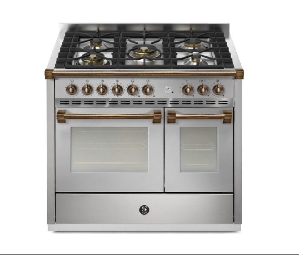 Steel Ascot 100 Pulse AP10FF Cucina da accosto 100 cm, doppio forno elettrico multifunzione indipendente, piano cottura a gas o induzione