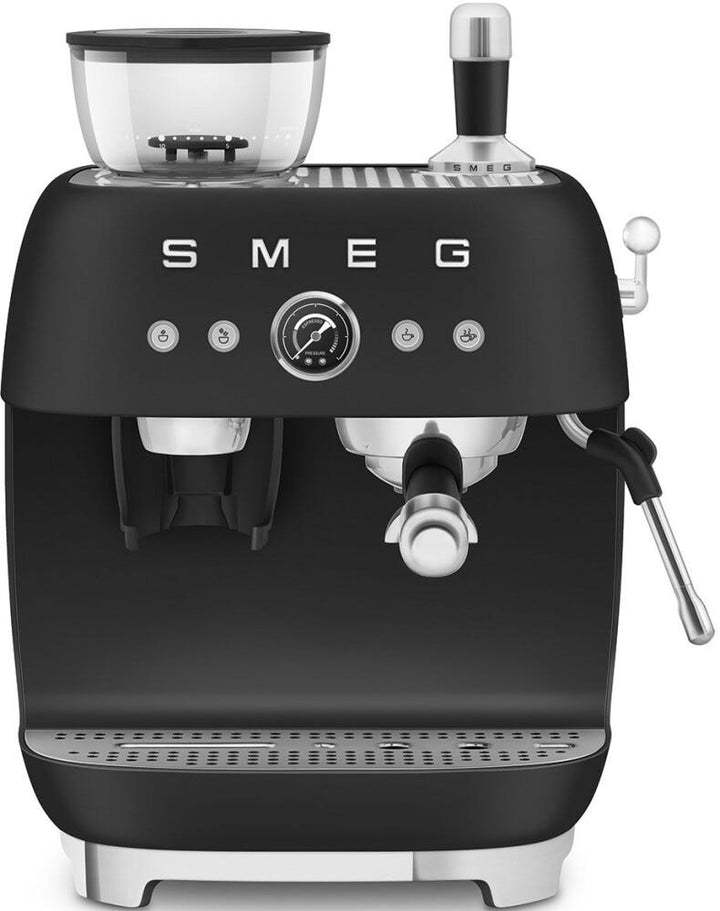 Smeg Selection EGF03BLMEU 50's Style Macchina per caffè espresso manuale, macinacaffè integrato, nero opaco