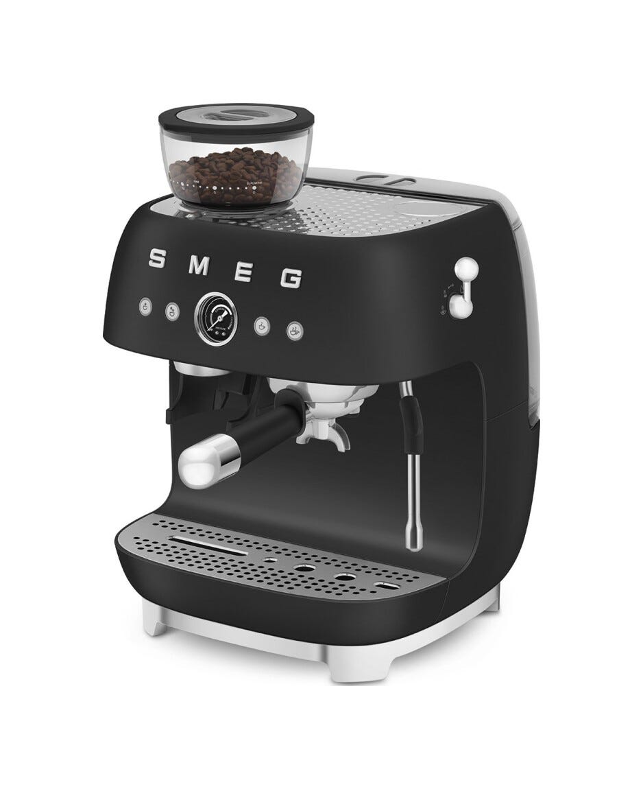 Smeg Selection EGF03BLMEU 50's Style Macchina per caffè espresso manuale, macinacaffè integrato, nero opaco