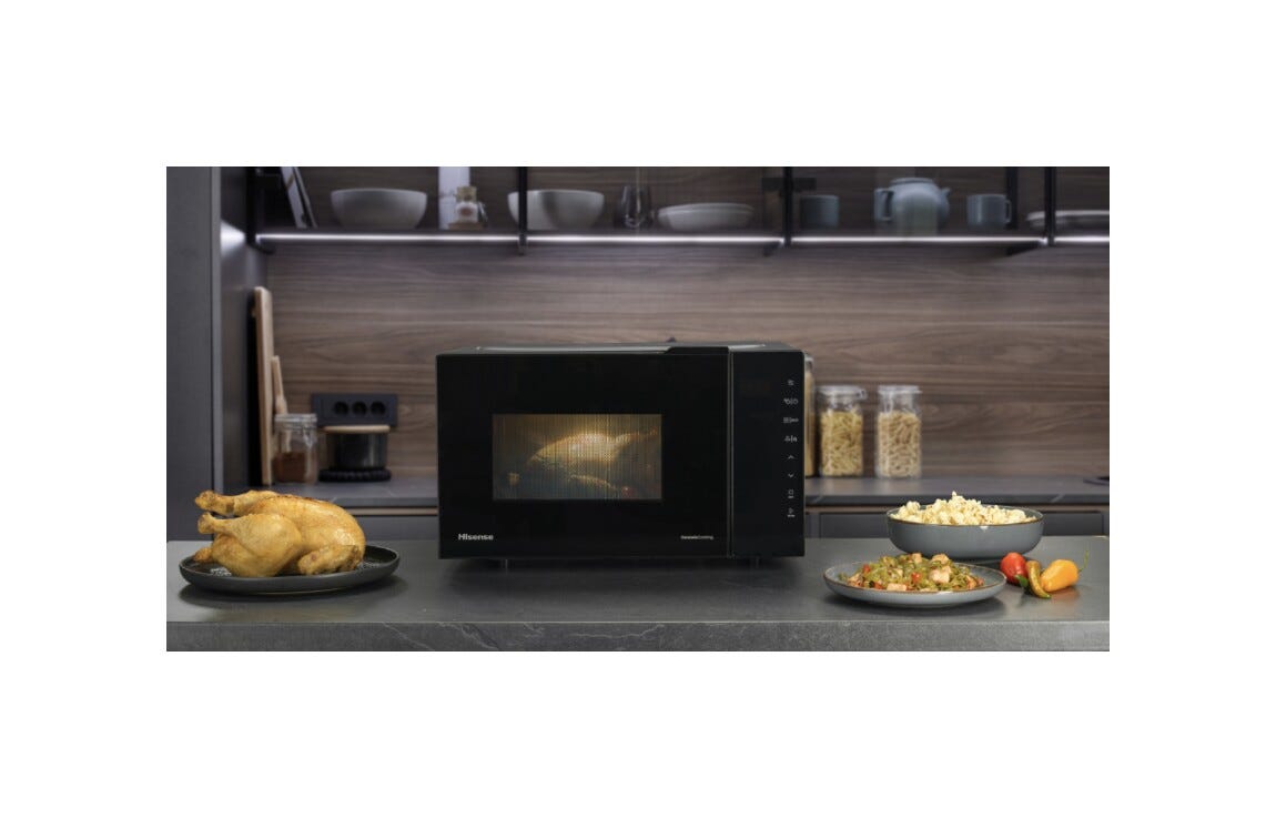 Hisense H23MOBS5H4 Forno a microonde cm. 48, capacità 23 litri, 800W, 10 livelli di potenza, rivestimento ceramico, nero