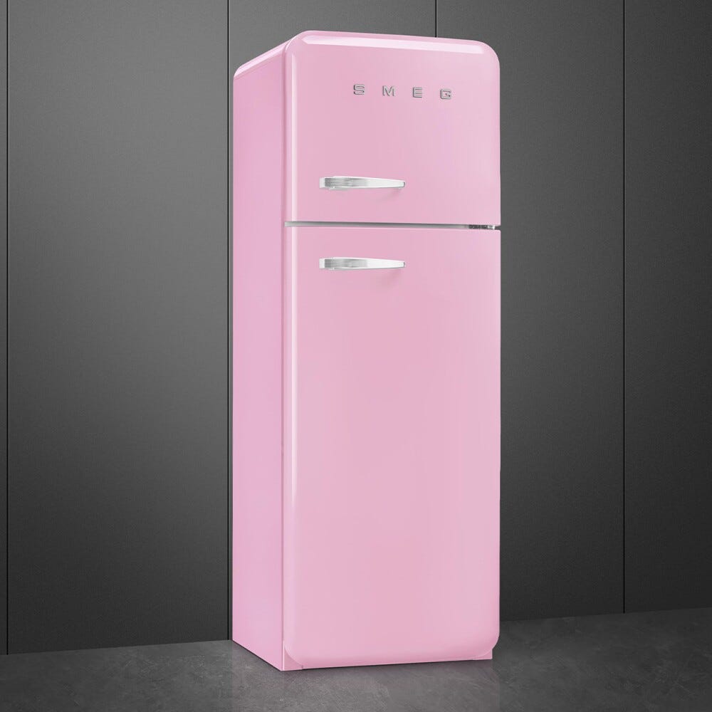 Smeg Selection FAB30RPK6 50's Style Frigorifero con congelatore a libera installazione cm. 60, altezza 172, 294 litri, cerniere dx, rosa lucido