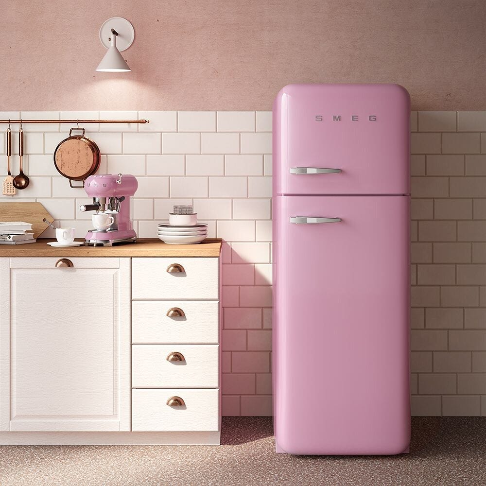Smeg Selection FAB30RPK6 50's Style Frigorifero con congelatore a libera installazione cm. 60, altezza 172, 294 litri, cerniere dx, rosa lucido