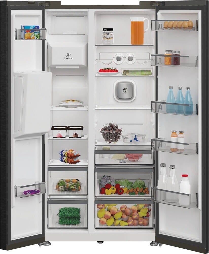Whirlpool WHG2 6574W XK5E Frigorifero Side-by-Side cm. 91, capacità 578 litri, Dual No Frost, 6° Senso, dark inox