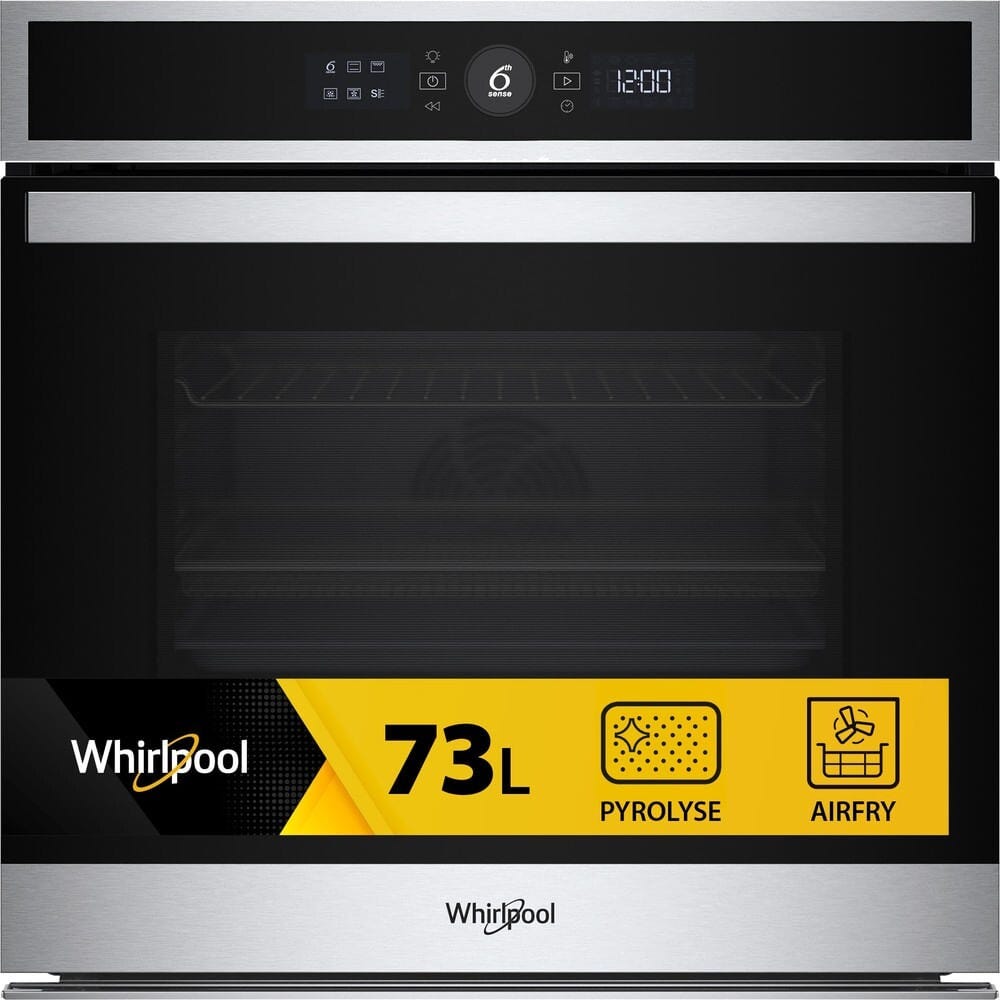 Whirlpool WOI4IS8PM0SXA1 Forno elettrico cm. 60, capacità 73 litri, 6° SENSO, Steam+, AirFry, pirolitico, inox/nero