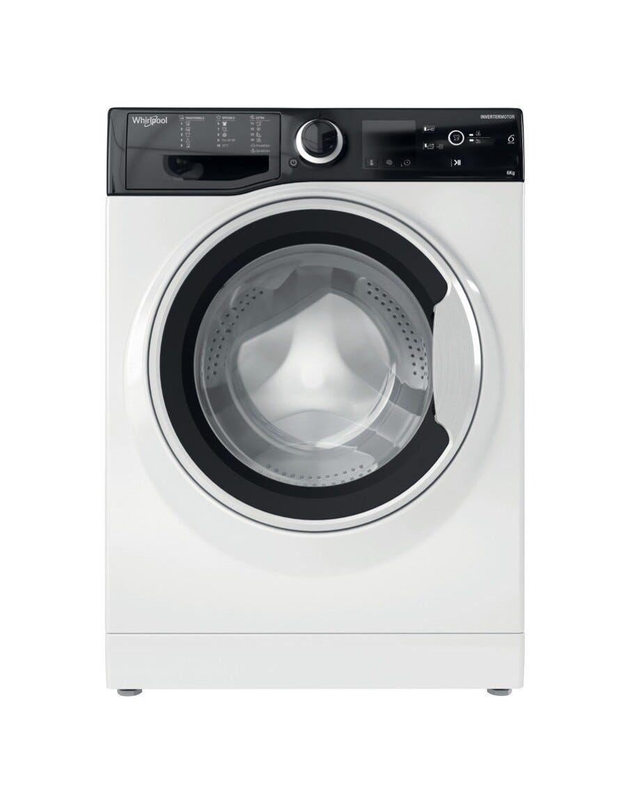 Whirlpool WRBSS 6249 S EU Lavatrice cm. 60, capacità 6 kg, 1200 giri, 6th Sense, motore inverter, bianco