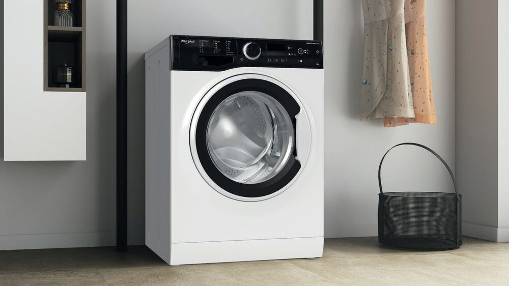 Whirlpool WRBSS 6249 S EU Lavatrice cm. 60, capacità 6 kg, 1200 giri, 6th Sense, motore inverter, bianco