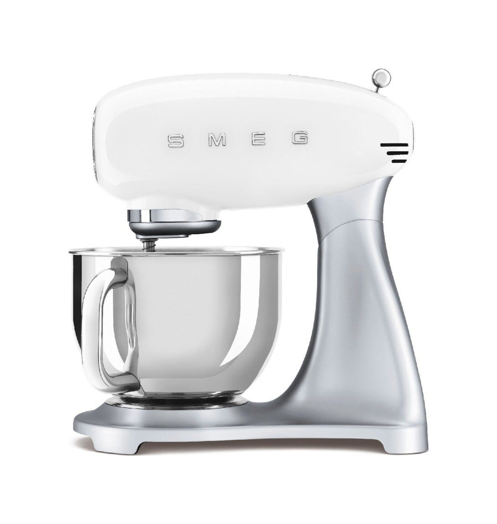 Smeg Selection SMF04WHEU 50's Style Impastatrice, ciotola da 4,8 litri, 800 W, silver, bianco lucido