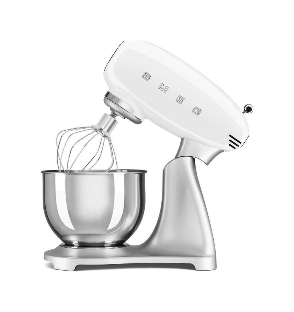 Smeg Selection SMF04WHEU 50's Style Impastatrice, ciotola da 4,8 litri, 800 W, silver, bianco lucido