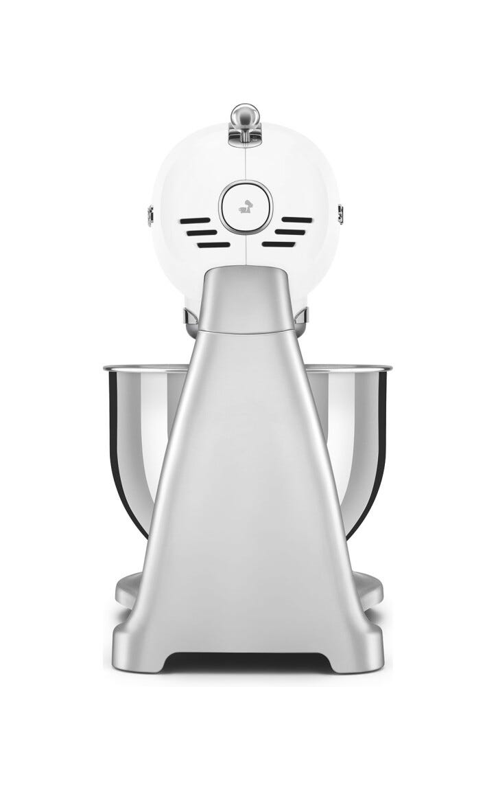 Smeg Selection SMF04WHEU 50's Style Impastatrice, ciotola da 4,8 litri, 800 W, silver, bianco lucido