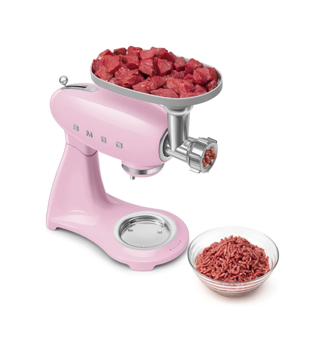 Smeg Selection SMF05PKEU 50's Style Impastatrice full color, ciotola da 4,8 litri, 1000 W, rosa lucido