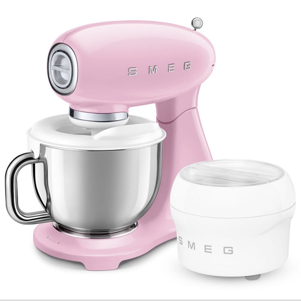 Smeg Selection SMF05PKEU 50's Style Impastatrice full color, ciotola da 4,8 litri, 1000 W, rosa lucido