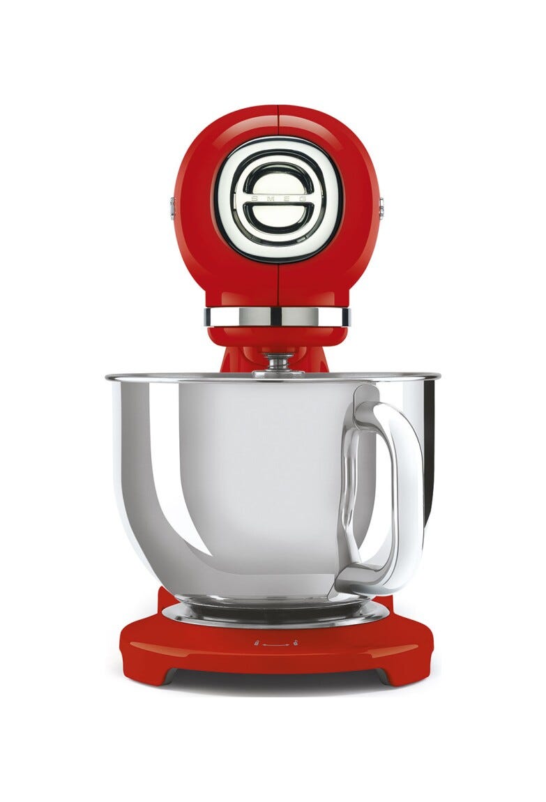 Smeg Selection SMF05RDEU Impastatrice full color, ciotola da 4,8 litri, 1000 W, rosso lucido