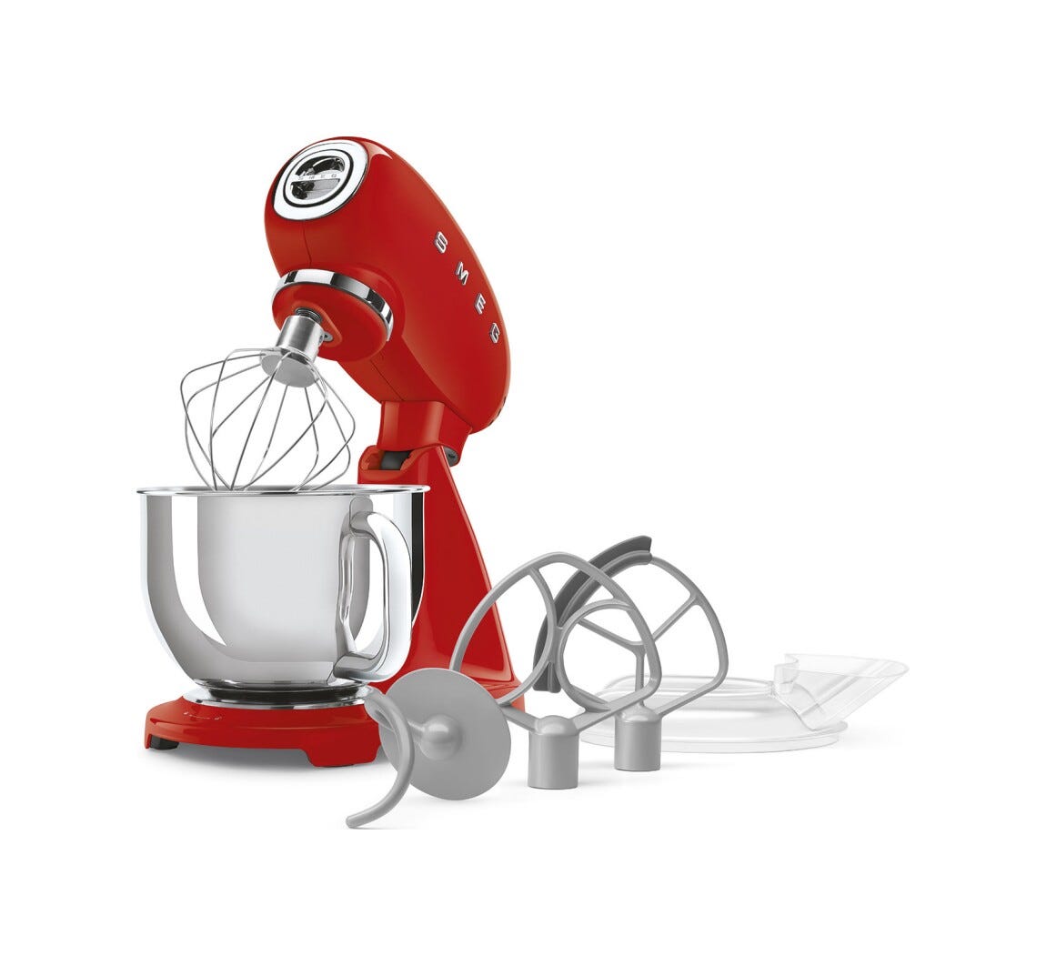 Smeg Selection SMF05RDEU Impastatrice full color, ciotola da 4,8 litri, 1000 W, rosso lucido