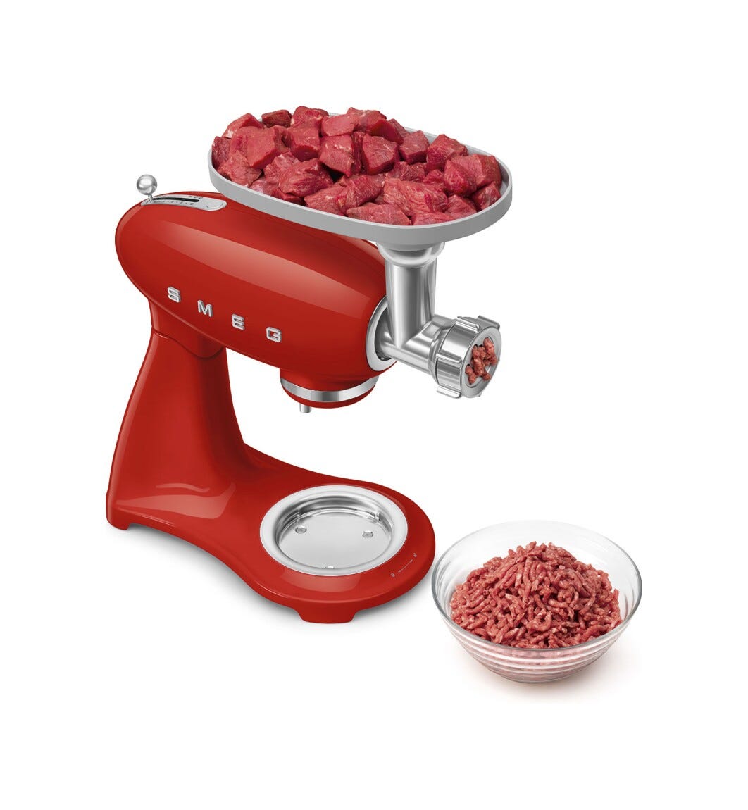 Smeg Selection SMF05RDEU Impastatrice full color, ciotola da 4,8 litri, 1000 W, rosso lucido