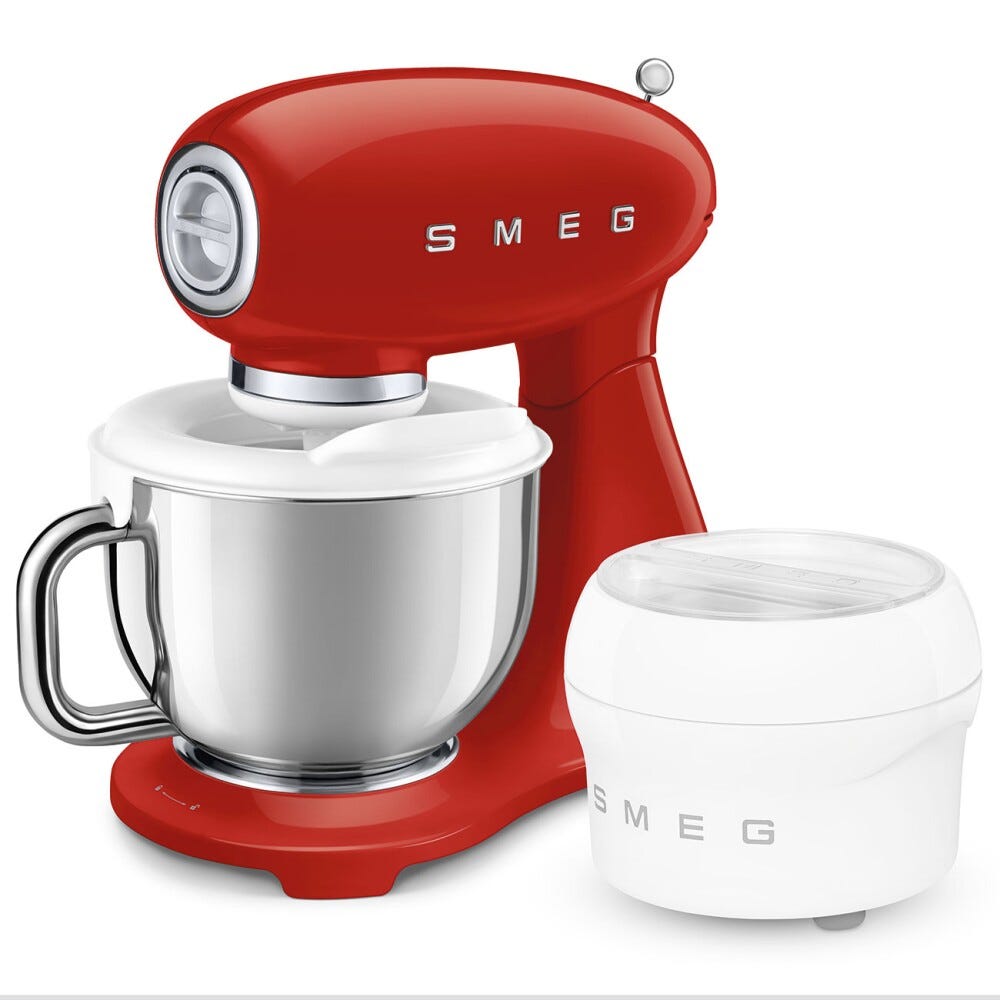 Smeg Selection SMF05RDEU Impastatrice full color, ciotola da 4,8 litri, 1000 W, rosso lucido